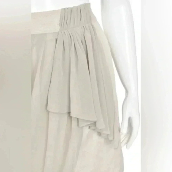 Anthropologie Yoana Baraschi Draped Sash Linen Blend Skirt Size 8 Gold Shimmer - Picture 3 of 15